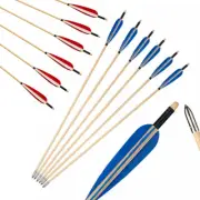 31" Archery Wooden Arrows Turkey Fletching for Longbow/Recurvebow Hunting Target