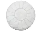 Marrakech Bliss Moroccan Leather Pouffe in White
