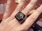 NEW LIA SOPHIA Ring #63623 sz 11 Retired Blk Enamel Olive Green Statement B735