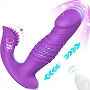 Thrusting G Spot Vibrator with Clit Tongue - Tina, Wearable Vibrator 3 Pulsing & 10 Vibrations with Remote, Quiet Panty Vibrator for Nipple & Clitoris Stimulator, Adult Sex Toys for Women