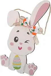 HOMOBABE Easter Bunny Wooden Door Sign Happy Easter Hanging Sign for Front Door Rabbit Welcome Sign for Porch Yard Wall Home Decor