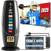 2025 Upgraded TV Savior:Your Signal Catcher.49-Feet Ultra-Long TV Antenna Indoor.All Smart and Old TVs Support 4K HD Reception of Various Local Channels.Outdoor TV Antenna with Amplifier(1800+ Miles)