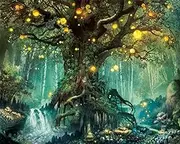 Meecaa Paint by Numbers Sacred Tree Light Kit for Adults Beginner DIY Oil Painting 16x20 inch (Tree, No Frame)