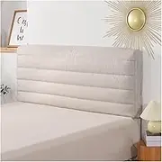 KUSQDT Soft Thicken Quilted Headboard Cover Cotton Linen All-Inclusive Bed Back Protector Cover Solid Color Bed Head Cover 3-Piece Comforter Set Sheets(Color 1,180x60x20cm)