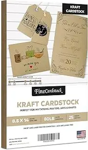 Brown Kraft Cardstock Paper, Heavyweight 8.5 x 14" Card Stock for Business, Greeting Cards, Invitations, Gift Tags, Art and Crafts, Scrapbooking | Thick and Durable 80lb Cover (216gsm) | 25 per Pack