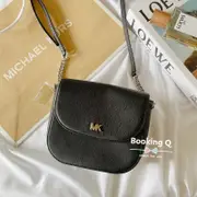 【BK】MK Michael Kors 真皮 女生 側背包 黑色 馬鞍包 斜背包 包包