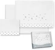 Interbaby Baby Pram Bed Linen 40 x 80 cm - Winter Bedding in Coralina Fabric - Stars Moon Model - Includes Flat Sheet + Flat Sheet + Pillowcase