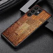Compatible with Samsung Galaxy S23 Ultra Phone Case Slim Premium Vegan Leather Classic Luxury Elegant Thin Cover Anti Scratch Shockproof TPU Bumper Cover,Orange,for Samsung S22Ultra