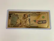 24K Gold plated collectible Trump 2020 Space themed Dollar Bill