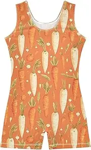 [FRODOTGV] Dreamy Carrots Light Salmon Leotards for Girls Gymnastics Soft 1 Piecing Dance Unitards for Training, Yoga, Tumbling