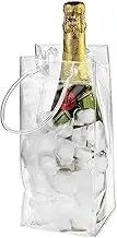 PVC Leakproof Ice Bag Environmentally Friendly Transparent Ice Pack Portable Ice Bucket Wine Champagne Bottle Chiller with Carry Handle 2511CM Create a Custom Ice Bucket for Wine or Liquor Bottles