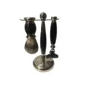 Truefitt & Hill Edwardian Set Faux Blue OPAL: Badger Brush + MachIII Razor+Stand