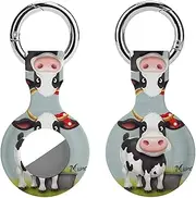 1PCS for Cute Cow Air Tag Holder Case Waterproof & Shockproof Anti-Scratch Protective Air Tag Cover with Keychain Ring Silicone Tags Holders for Luggage, Backpack, Keys, Pet