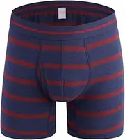 [THMANUFACLOT] Men's Underwear Cotton Men's Underwear Striped Lengthening Cycling Running Sports Anti-Abrasive Leg Boxers