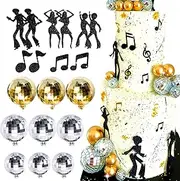 JeVenis 19 PCS Disco Party Supplies Disco Ball Cake Decoration Dancing People Cake Decoration Music Cake Decoration Disco Party Favors Disco Night Cake Toppers