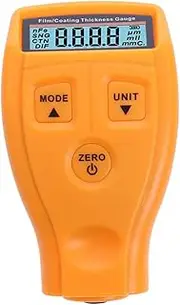 GLEAVI Coating Thickness Gauge Digital Micrometer Tester for Automotive Paint Compact Design LCD Display for Manufacturing Inspection Includes Base Yellow