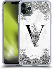 Head Case Designs Officially Licensed Nature Magick Letter V B&W Marble Monogram 2 Gel Case [Military Grade Protection] Compatible with Apple iPhone 11 Pro Max