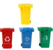 4 Pcs Mini Toys Small Trash Can with Lid Green Color Puzzle Pencil