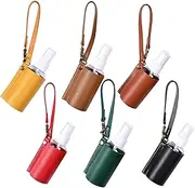 MEABEN 8 PCS 30ML Hand Sanitizer Leather Keychain Holder Bottles Cases Carrier Squeeze Containers Flip Cap Travel Empty Hand Sanitizer Bottle Holders for Lotion Liquid Soap Shampoo Liquids, Multicolor