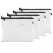 4PK Celco School Storage Zipper Pouch A4 Paper/Pencil/Documents Mesh Case Clear