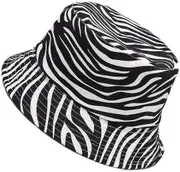 Unisex Bucket Hat Cotton Sun Summer Fisherman Outdoor Cap for Men Women Teens Cow Zebra Black and White Grid black/white