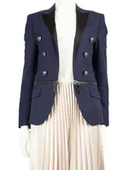 Navy Zip Detail Blazer