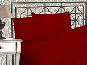 Elegant Comfort Luxurious 1500 Premium Hotel Quality Microfiber Three Line Embroidered Softest 4-Piece Bed Sheet Set, Wrinkle and Fade Resistant, Full, Burgundy