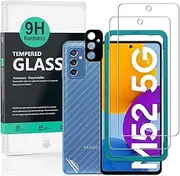 Ibywind Screen Protector for Samsung Galaxy M52 5G 6.7", [Pack of 2] with Metal Camera Lens Protector,Back Carbon Fiber Skin Protector,Including Easy Install Kit