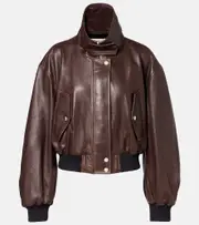 [Nour Hammour] Nour Hammour Briar leather bomber jacket AU 16 brown