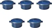 Set of 5 Navy Cocotte S [13 x 10 x 6.5 cm (150cc)] | Setomonohonpo Ceramic Au Gratin Dish