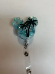 retractable badge holder - Mouse Summer Palm Trees
