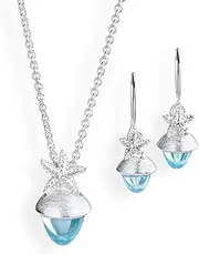[Heartbreaker] Set from the Seadrop collection in real silver, pendant with chain and earrings, 925 sterling silver, nickel-free, classic jewellery set with zirconia cabochon, LD SP 22 set, normale