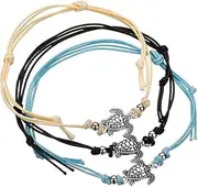 [KAMRESH] 4pcs Blue Starfish Turtle Anklets Multilayer Boho Sea Handmade Anklet for Women Girls Foot Jewelry Set