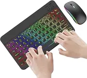 Wireless Illuminated Keyboard and Mouse, Backlit Wireless Keyboard and Mouse - 2 Lighting Modes 7 Colors Backlit Mouse and Keyboard Combo Laptop Keyboard, Elec Accessories