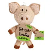 Spunky Pup Mini Woolies Pig Plush Interactive Dog Squeaker Toy