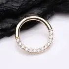 14 Karat Gold Brilliant Sparkle Gems Front Lined Clicker Hoop Ring