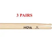 Vic Firth Nova 5A wood Tip Hickory Drumsticks - N5A - 3 Pairs