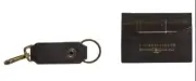 Barbour Clip Key Ring and Small Billfold Gift Set Brown Leather Card Case NIB