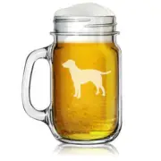 16oz Mason Jar Glass Mug Lab Labrador Retriever Dog