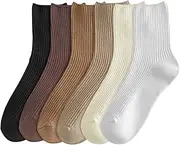[Leikedun] Womens Socks, 6 Pairs Women’s Solid Color Cotton Socks Breathable Wicking Cotton Socks,Womens Calf Socks for Sports, Home, Sleep, Multicolour, One size