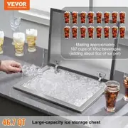 Drop in Ice Chest, 20"L x 16"W x 13"H Stainless Steel Ice Cooler, Commercial Ice Bin with Hinged Cover, 40 qt Outdoor Kitchen Ice Bar, Drain-pipe and Drain Plug Included, for Cold Wine Beer