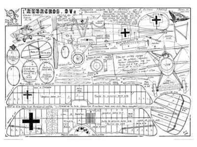 Albatros DVa Peanut Scale 13" Wing RC Model Airplane Printed Plans & Templates