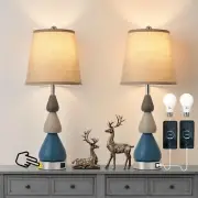 Modern Ceramics Table Lamps,26" Bedside Lamps Set of 2 with USB A+C Ports, 3-...
