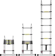 [VEVOR] 16.5FT A-Shape Aluminum Extension Ladder, Lightweight, Multi-Button Retraction, 375 LBS Capacity, Multi-Purpose Ladders for RV, Camper