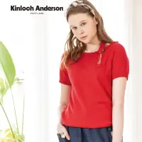 在飛比找momo購物網優惠-【Kinloch Anderson】圓領飾帶刺繡針織上衣 金