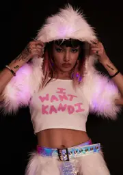 [J Valentine] Confetti Light Up Faux Fur Shrug Jacket