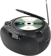 Portable Stereo CD Player Boombox with Bluetooth, AM/FM Radio, USB, AUX-in, Headphone Jack, CD-R/RW and MP3 CDs Compatible, AC/Battery Operated, Rechargeable Portable CD Player