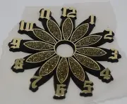 3" Gold w/ Gold Glitter Daisy on Black Self Adh. Plastic Clock Number Starburst