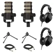 Rode PodMic Dynamic Podcasting Microphones (Pair) with Accessories