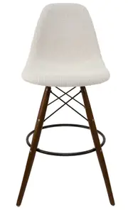 SK Designer Living Replica Eames DSW Stool - Fabric & Walnut